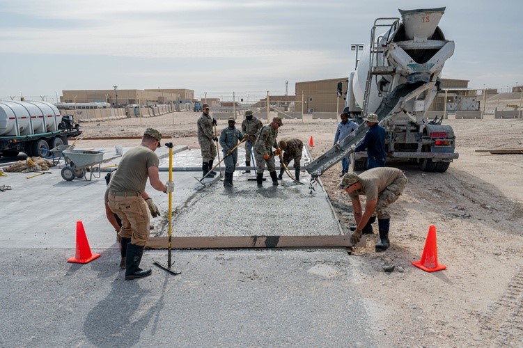 Pavement and construction to improve infrastructure at Al Udeid Air Base, Qatar. Source USAF, Staff Sgt. Derek Seifert.
